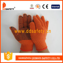 Оранжевый хлопок вязаный черный точка перчатки (DKP133)